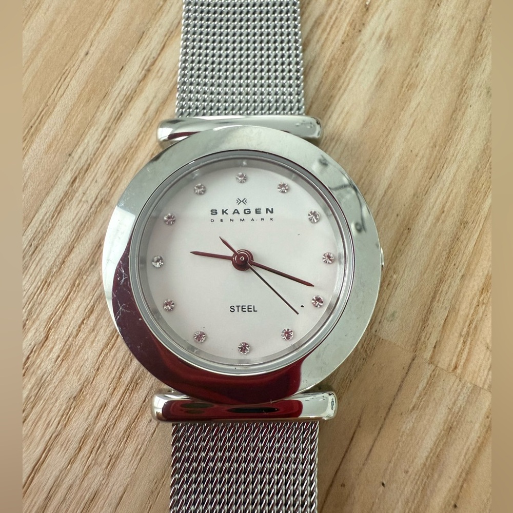 Skagen ladies steel contemporary dress watch NEW BATTERY